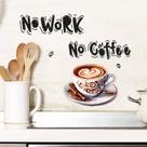 Adesivos de parede No Work No Coffee Xícara de café PVC 40x29 cm
