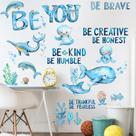 Adesivos de parede Ocean Animals Inspirational Quote PVC 40x59cm