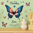 Adesivos de parede Patriotic Butterfly Red Blue Star PVC Adesivos de parede Patriotic Butterfly Red Blue Star PVC