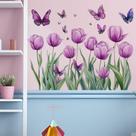 Adesivos de parede Purple Tulip PVC Decalques removíveis 50x39cm