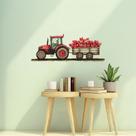 Adesivos de parede Red Tractor Cartoon Vehicle com reboque 60x25cm