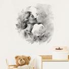 Adesivos de parede Romantic Couple Kiss preto e branco 30x30cm Adesivos de parede Romantic Couple Kiss preto e branco 30x30cm
