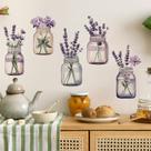 Adesivos de parede Vaso de vidro roxo de lavanda autoadesivo em PVC