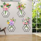 Adesivos de parede, vaso floral, arranjos de flores coloridas