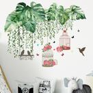 Adesivos de parede, vegetação tropical e PVC rosa para gaiola