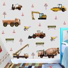 Adesivos de parede Veículos de construção Escavadeira Bulldozer 20x30cm