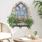 Adesivos de parede Vintage Window Watercolor Floral Ivy 30x60cm