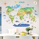 Adesivos de parede World Animal Map Decalques de PVC 81x110cm 3 folhas