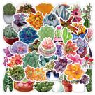 Adesivos de plantas suculentas, 50 peças de material de vinil colorido fresco