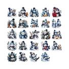 Adesivos De Transferência UV DTF De Natal Com Boneco De Neve Azul, 4 Peças, Para Copos, Canecas E