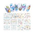 Adesivos De Unha De Frutas Tropicais De Verão 12pçs Geometria Abstrata Linha Abacate Melancia Pawpaw
