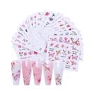 Adesivos De Unha Florais De Cerejeira Rosa 24 Peças Estilo Japonês Sakura Com Folhas Para Manicure