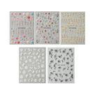 Adesivos De Unhas Com Glitter Laser 5D, 5 Peças, Autoadesivos, Folhas Em Relevo, Decalques Para