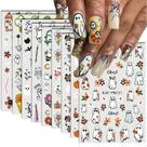 Adesivos de unhas de Halloween BHOOKA 9 folhas, autoadesivos 3D