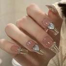 Adesivos de unhas vestíveis BJR Magic Mirror rosa em estilo francês