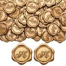 Adesivos de vedação de cera Yoption Initial H, pacote com 100, ouro antigo