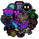 Adesivos de vinil estilo neon, grafite impermeável, 200 unidades/lote