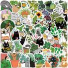 Adesivos de vinil impermeável para gatos e plantas 50 unidades/lote Adesivos de vinil impermeável para gatos e plantas 50 unidades/lote