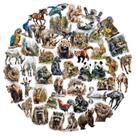 Adesivos, decalques de vinil impermeáveis, 50 unidades de animais realistas