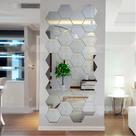Adesivos decorativos hexagonais 3d espelhos adesivos de parede decoração de casa adesivo de parede espelho de sala de estar