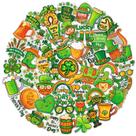 Adesivos do Dia de São Patrício 50 peças Green Shamrock Leprechaun