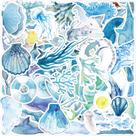 Adesivos em aquarela Ocean Series, vinil impermeável, 50 unidades