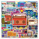 Adesivos, fita cassete retrô, 50 unidades de música vintage colorida