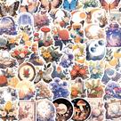 Adesivos Florais e Moon Aesthetic Butterfly Mushroom x50