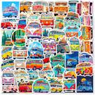 Adesivos Flower Power Bus Cartoon Hippie Van em vinil 50 unidades