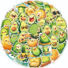 Adesivos fofos, frutas verdes, 50 unidades de abacate e planta Kawaii D