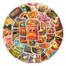 Adesivos Food Snacks 50 peças Fun Food World Decalques impermeáveis Adesivos Food Snacks 50 peças Fun Food World Decalques impermeáveis