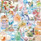 Adesivos, garrafa de bebida fofa, 50 unidades, estéticas, Kawaii, impermeáveis