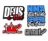 Adesivos Gospel Carro Frase Deus É Fiel Cristão Catolico 4pç cód KT020