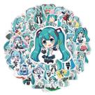 Adesivos Hatsune Miku Anime 50 peças de PVC impermeáveis e à prova de sol