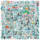 Adesivos Hatsune Miku, vinil impermeável, anime, 50 unidades