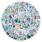 Adesivos Hatsune Miku, vinil impermeável, anime, 50 unidades