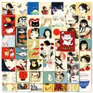 Adesivos japoneses em estilo kawaii, 50 peças, desenhos animados retrô e flo