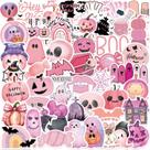 Adesivos Kawaii De Halloween Em Rosa Com Fantasmas, Caveiras E Abóboras, 50PCS, Impermeáveis Para