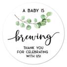 Adesivos MAGJUCHE Greenery a Baby is Brewing, 5 cm, pacote com 40