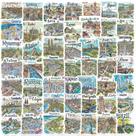 Adesivos, mapas de viagem pintados à mão, vinil impermeável, 50 unidades Adesivos, mapas de viagem pintados à mão, vinil impermeável, 50 unidades