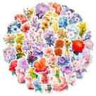 Adesivos Mixed Flower, 50 unidades, decalque de vinil botânico colorido