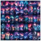 Adesivos Neon Sky Aesthetic Night Scenery, decalque em vinil x50