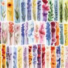 Adesivos para plantas em aquarela, 50 peças, decalques botânicos estéticos