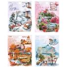 Adesivos PET Aquarela Quatro Estações Paisagens 80 Peças
