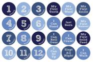 Adesivos Redondos de Marco Mensal para Bebê 0-12 Meses, 24 un., 10 cm, Azul - Inkdotpot Adesivos Redondos de Marco Mensal para Bebê 0-12 Meses, 24 un., 10 cm, Azul - Inkdotpot