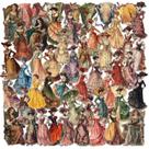Adesivos retrô, europeus, moda vintage, 50 peças de vinil PET