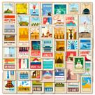 Adesivos, selo postal vintage, 50 unidades, retrô Travel & City T