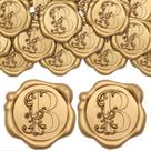 Adesivos SWANGSA Wax Seal, letra B, 50 unidades de ouro antigo