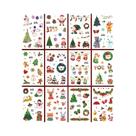 Adesivos Temporários De Tatuagem De Natal Com Glitter, 12 Folhas, Desenhos De Papai Noel E Boneco De