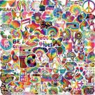 Adesivos Tie Dye Rainbow Waterproof Graffiti 100 unidades